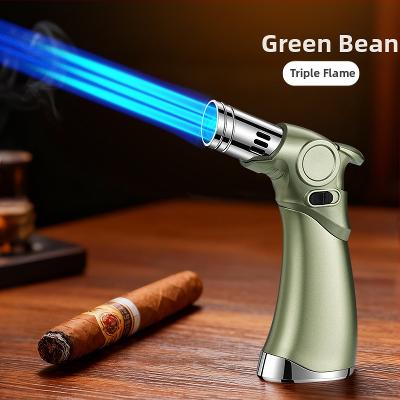 Trīs liesmas vēja izturīgs aizdedzinātājs cigārām un āra grilēšanai, butāna degviela, metāla korpuss