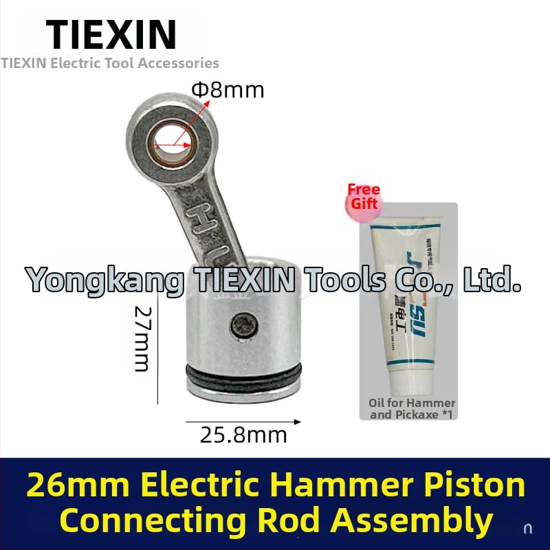 Pistono komplektas elektriniam smūginiam kalbui - pistonas, pistono žiedai, pistono smeigės, jungiamoji sruoga, cilindro tepalas