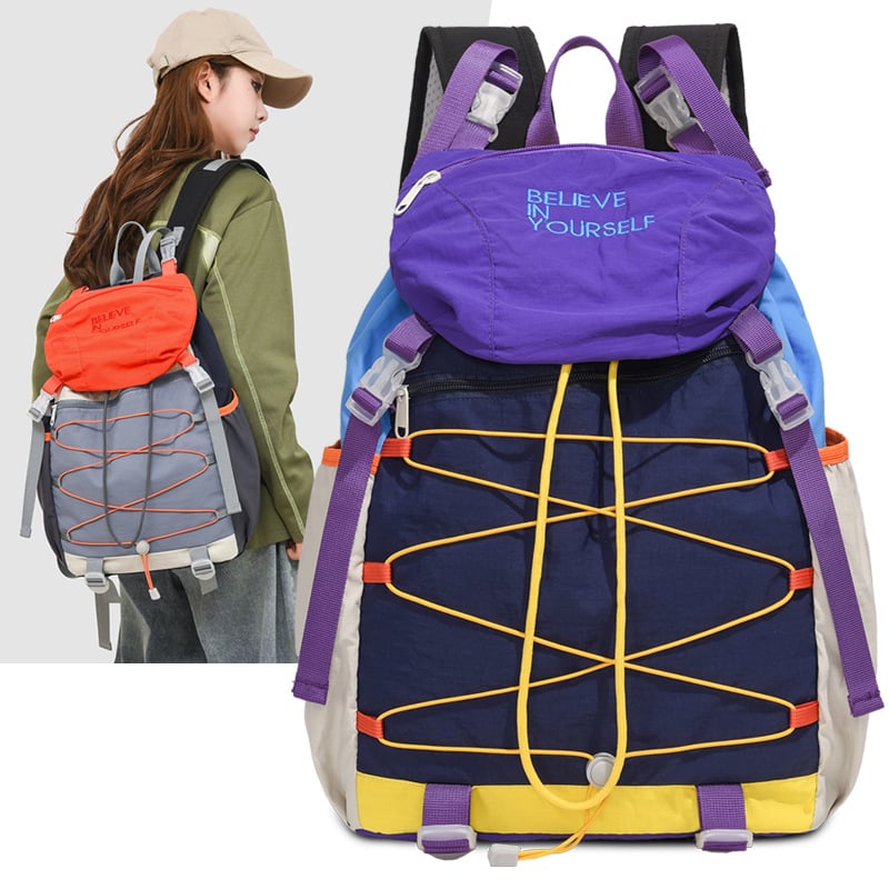 Rucsac de drumeție ușor cu închidere cu șnur, 20-35 L, nylon, rezistent la abraziune, bretele curbate