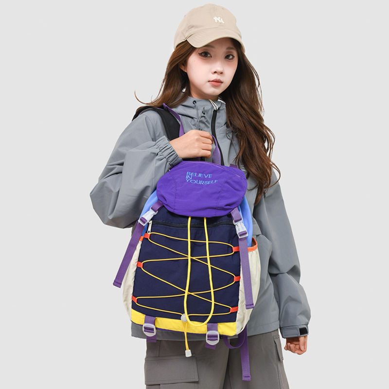 Rucsac de drumeție ușor cu închidere cu șnur, 20-35 L, nylon, rezistent la abraziune, bretele curbate