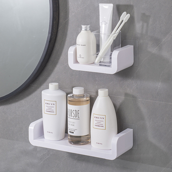 Raft de plastic, montat pe perete, dublu etaj, fără găuri, rezistent la umezeală, pentru baie, bucătărie, dormitor