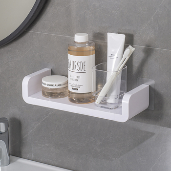 Raft de plastic, montat pe perete, dublu etaj, fără găuri, rezistent la umezeală, pentru baie, bucătărie, dormitor