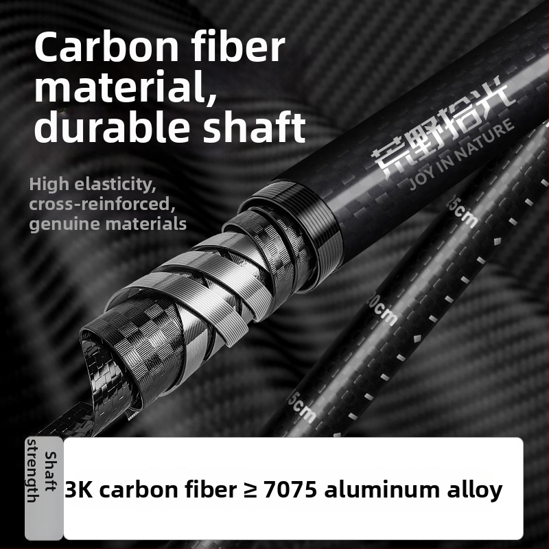 3K anglies pluošto žygio lazda, trijų dalių teleskopinė, ultralekva, EVA rankena, 174 g