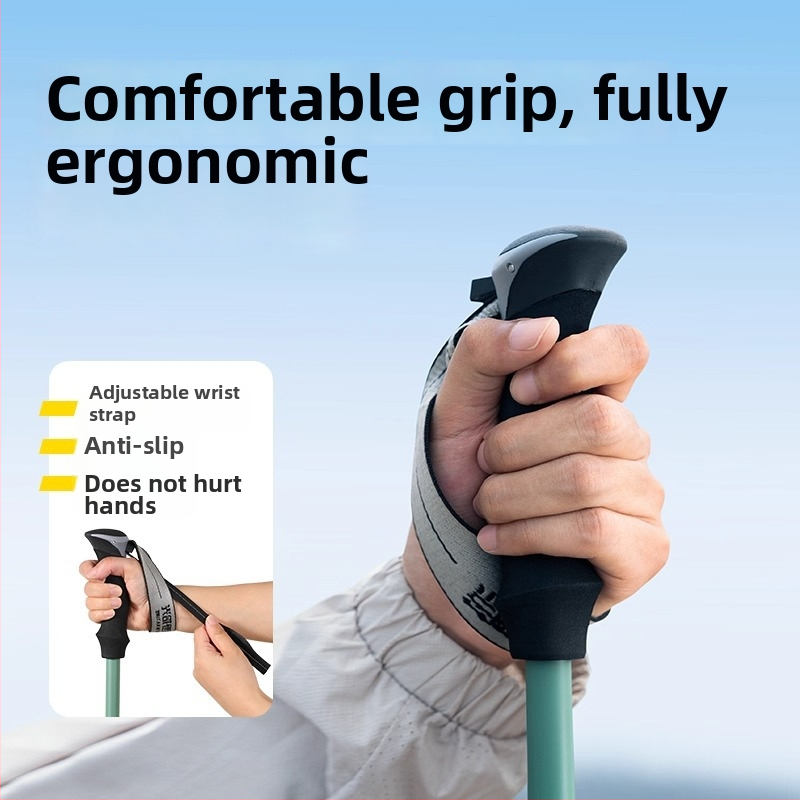 3K anglies pluošto žygio lazda, trijų dalių teleskopinė, ultralekva, EVA rankena, 174 g