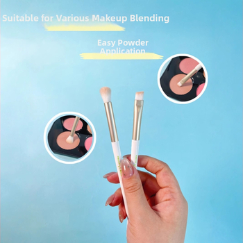 Keqi korektoriaus šepetėlių rinkinys — nešiojamas, sintetiniai pluoštai, medinė rankena, nešiojimo krepšys