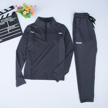 Vaikų sportinis kostiumas, greitai džiūstantis, ilgomis rankovėmis, stovinčiu kaklu, vienos spalvos, poliesteris 90% + spandeksas 10%