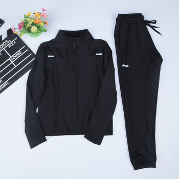 Vaikų sportinis kostiumas, greitai džiūstantis, ilgomis rankovėmis, stovinčiu kaklu, vienos spalvos, poliesteris 90% + spandeksas 10%