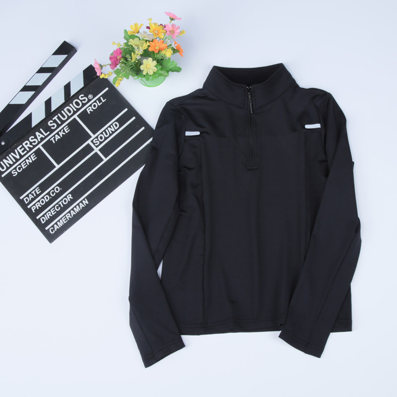 Vaikų sportinis kostiumas, greitai džiūstantis, ilgomis rankovėmis, stovinčiu kaklu, vienos spalvos, poliesteris 90% + spandeksas 10%