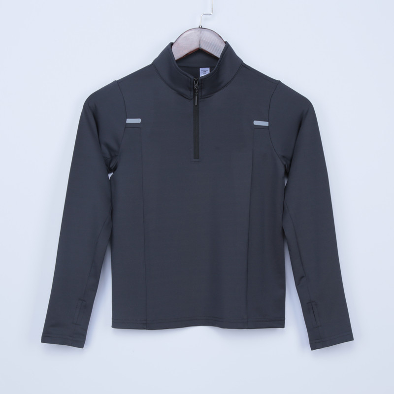 Vaikų sportinis kostiumas, greitai džiūstantis, ilgomis rankovėmis, stovinčiu kaklu, vienos spalvos, poliesteris 90% + spandeksas 10%