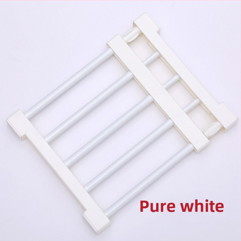 Laienev garderoobi ladustamise riiul koos eraldustega, naelu- ja liimivaba, laiendatav kappide ja vannitoa korraldamiseks; Materjal: ABS + süsinusteras; Paigaldus: püsti; Stiil: loominguline; 1 kiht