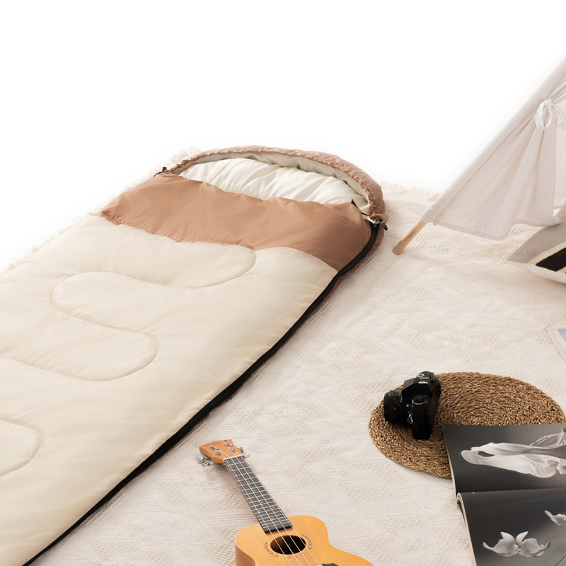 Suaugusiųjų miegmaišis su gobtuvu — nešiojamas, sujungiamas į dėžutės stiliaus dizainą, tuščias medvilnės užpildas, poliesterio audinys, šlifuoto audinio pamušalas, svoris 1000/1500/2000 g