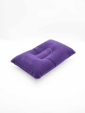 Външна надуваема къмпинг възглавница, квадратна обшита с флок, за дрямка, сгъваема и преносима