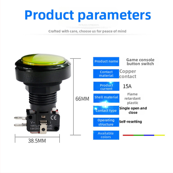Gumb Reset Start PASS za igranu konzolu — Aomeng, 3C certificiran do 36V, okrugli gumb, dodatak za igru