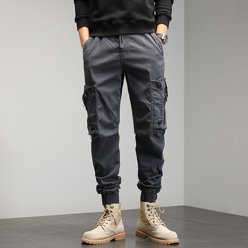 Vīriešu darba bikses casual ar rāvējslēdzēju, vairāki kabatas, brīvs piegriezums, bieza kokvilna, ziemas sezonai