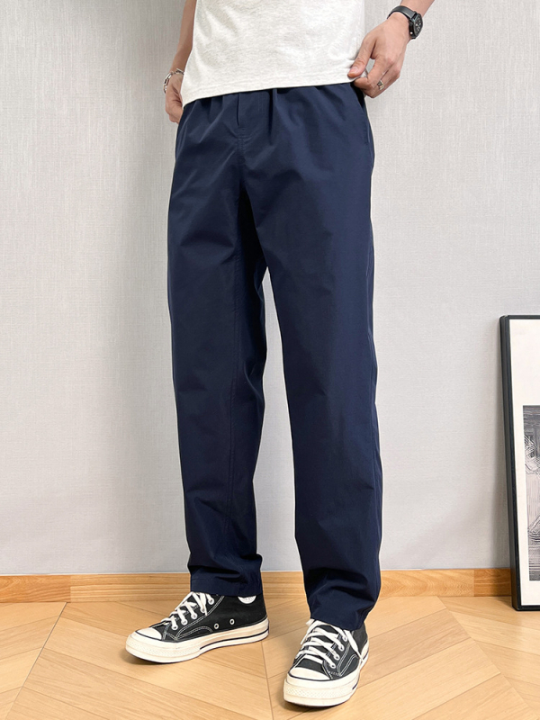 Vīriešu ikdienas taisnu griezumu bikses, vidēja josta, kokvilnas maisījuma audums, mikroelastība, elpojošas un izturīgas