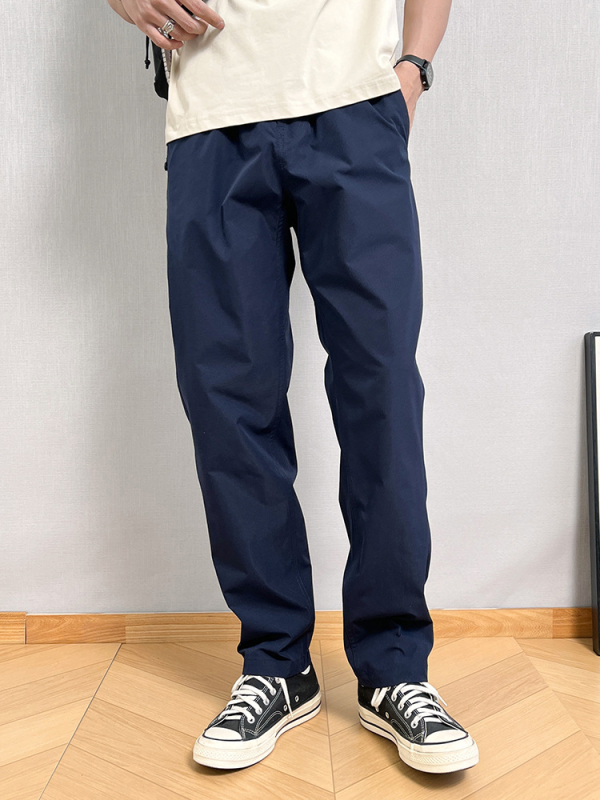 Vīriešu ikdienas taisnu griezumu bikses, vidēja josta, kokvilnas maisījuma audums, mikroelastība, elpojošas un izturīgas
