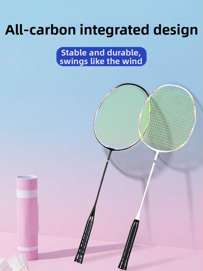 Badmintonová raketa – tréningový set pre začiatočníkov, plne uhlíkové vlákna, ultra ľahká, 80–84 g, 4U, úchop G5, priama strela