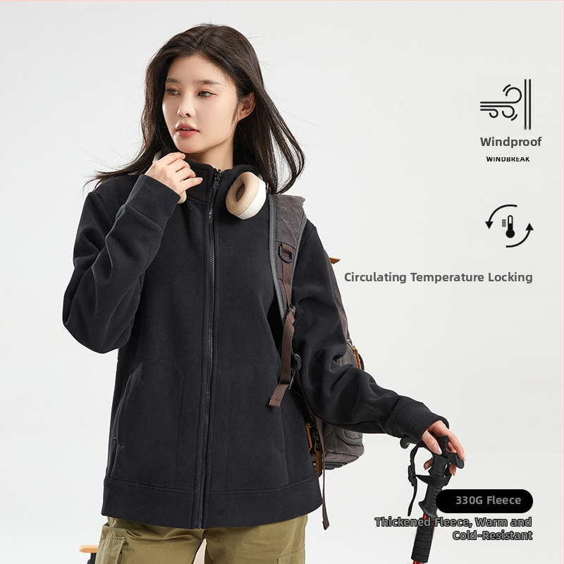 Unisex polārfleksa jaka ar augstu apkakli, divpusējs dizains, pastiprināta siltuma saglabāšana, piemērota āra aktivitātēm