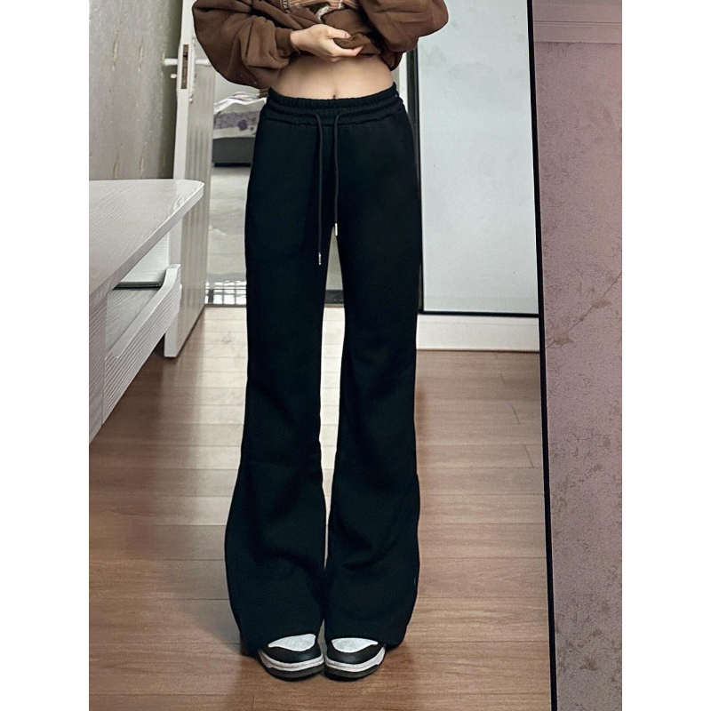 Ženske hlače s mikro-flare krojem, casual stil, vuneni materijal, podstava od flisa, duge, za jesen i zimu