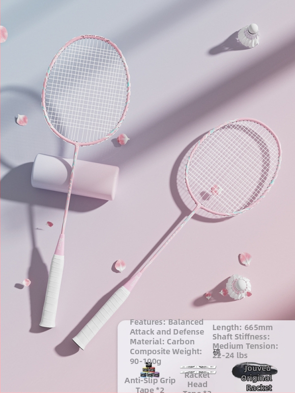 Youyou badminton raketė su anglies pluošto rėmu, svoris 95-100 g, rankenos storis G2, vidutinio kietumo raketės strypas, logotipo spausdinimas galimas, pritaikymas
