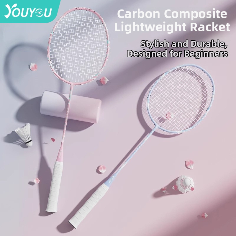 Youyou badminton raketė su anglies pluošto rėmu, svoris 95-100 g, rankenos storis G2, vidutinio kietumo raketės strypas, logotipo spausdinimas galimas, pritaikymas