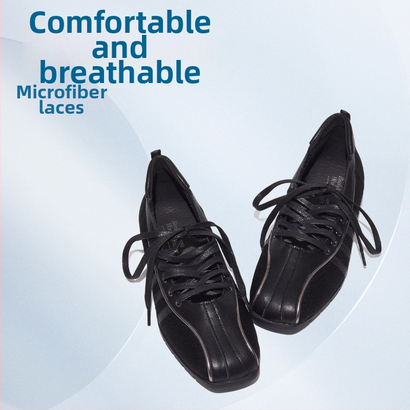 RICKYNEE Mary Jane versiune coreeană, vârf pătrat, partea superioară din microfibră, piele cu granulație corectată, toc mic 1–3 cm