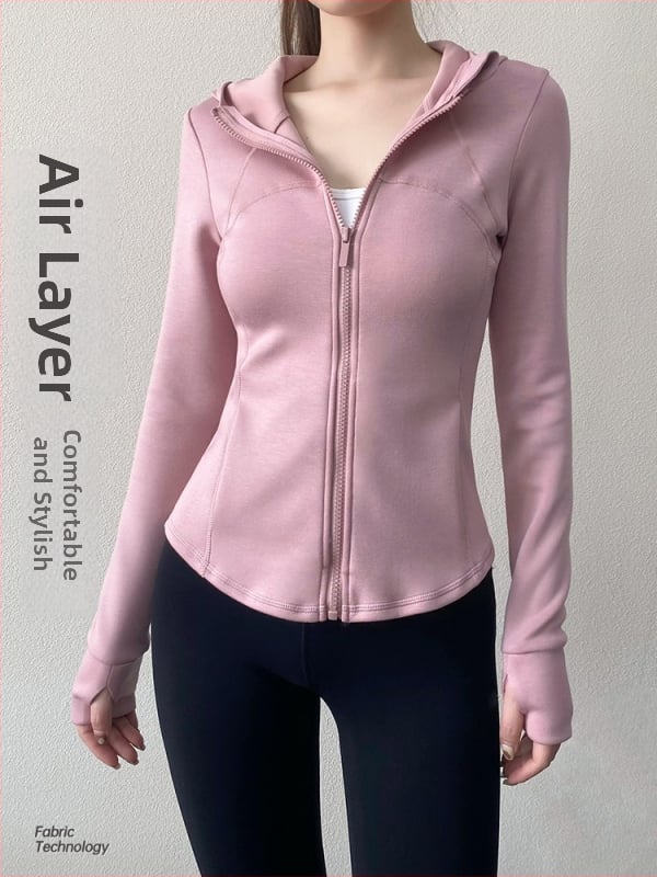 Moteriška kapuciuota sportinė striukė rudenį — ilgomis rankovėmis, 50% medvilnė