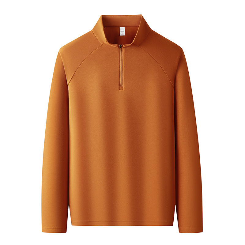 Fleece pulóver fél-zipzárral, magas nyakú, hosszú ujjú – 31–50% pamut, fleece bélés