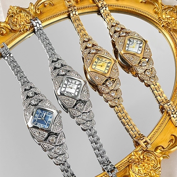 Ženski kvarcni sat s dijamantnim brojčanikom, vodootporan do 30 M, kućište od cinkove legure, kaiš od cinkove legure, kopča od nakita