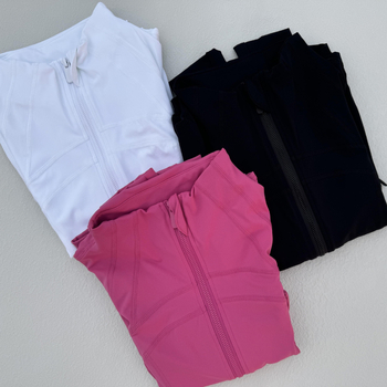 Lulu moterų sportinis švarkas - ilgos rankovės, siauras siluetas, kvėpuojanti elastinga medvilnės mišinio medžiaga