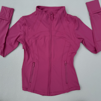 Lulu moterų sportinis švarkas - ilgos rankovės, siauras siluetas, kvėpuojanti elastinga medvilnės mišinio medžiaga