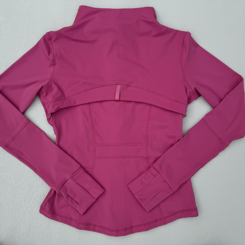 Lulu moterų sportinis švarkas - ilgos rankovės, siauras siluetas, kvėpuojanti elastinga medvilnės mišinio medžiaga