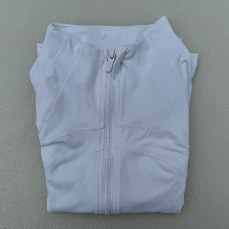 Lulu moterų sportinis švarkas - ilgos rankovės, siauras siluetas, kvėpuojanti elastinga medvilnės mišinio medžiaga