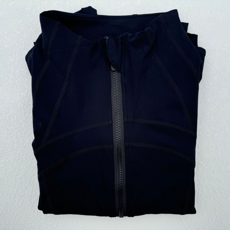 Lulu moterų sportinis švarkas - ilgos rankovės, siauras siluetas, kvėpuojanti elastinga medvilnės mišinio medžiaga