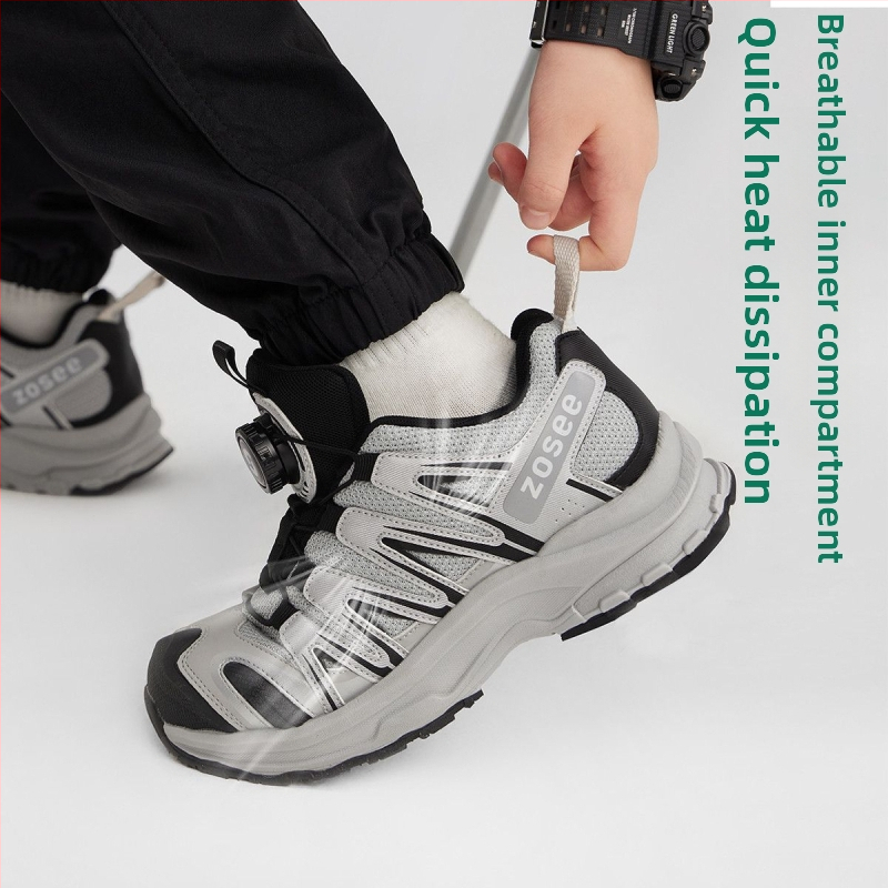 Pantofi de drumeție pentru copii – partea superioară din piele sintetică, talpă din cauciuc, pantofi pentru alergare în aer liber, primăvara 2025