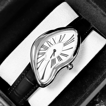 Часовник CS015 Irregular – Y2K вдъхновен моден часовник с нередовен дизайн, кварцов механизъм, кожена каишка от естествена кожа, корпус от сплав, водоустойчивост 30M