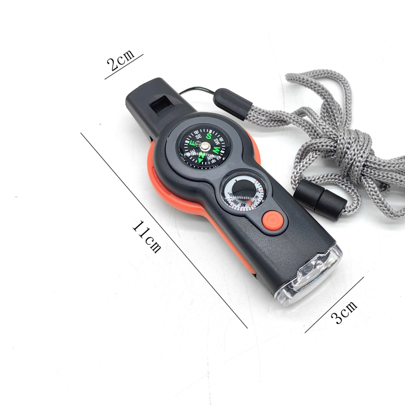 Свирка за оцеляване 7-в-1 с LED светлина, термометър и компас — War Dragon