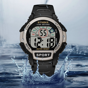 SYNOKE Vīriešu sporta elektroniskais pulkstenis, ūdensizturīgs līdz 50m, kvadrātveida ciparnīca 45mm, elektroniskais kustības mehānisms, Noctilucent spilgts displejs