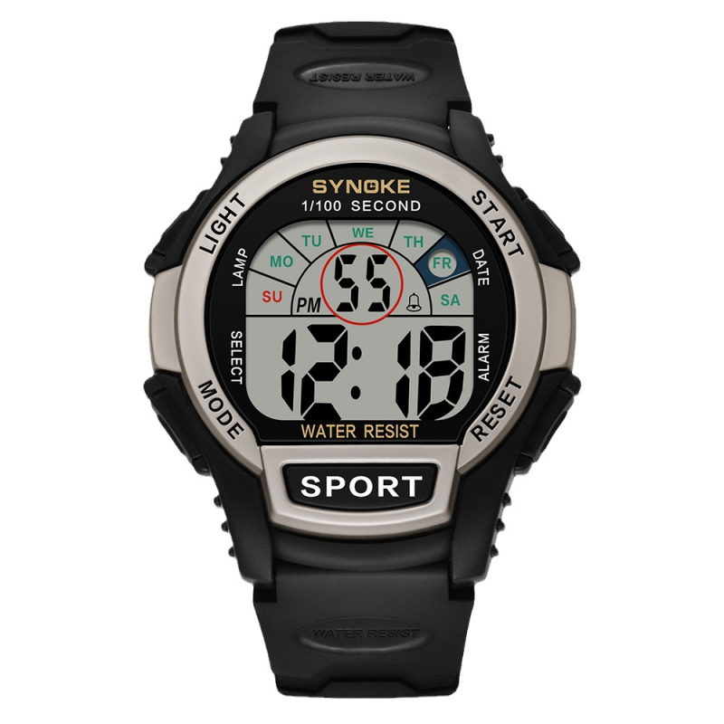 SYNOKE Vīriešu sporta elektroniskais pulkstenis, ūdensizturīgs līdz 50m, kvadrātveida ciparnīca 45mm, elektroniskais kustības mehānisms, Noctilucent spilgts displejs