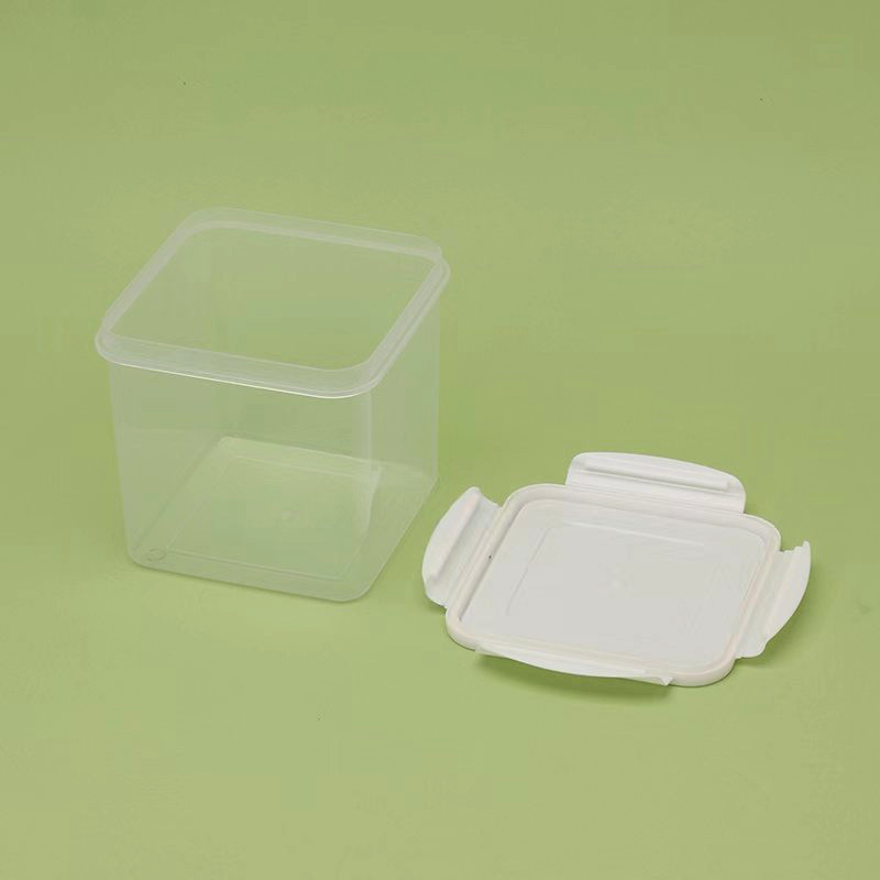 Plastikinė kvadratinė laikymo dėžė maistui ir grūdams, sluoksniuojama, talpa 501–800 ml
