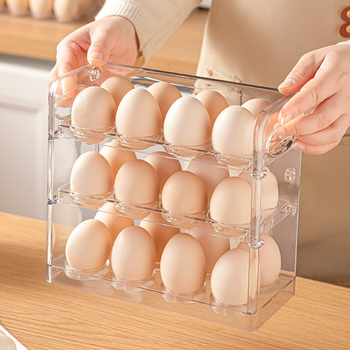 Стойка за яйца за страничната врата на хладилника — PET материал, хранителен клас, обратим дизайн, преносим кухненски органайзер с дренаж