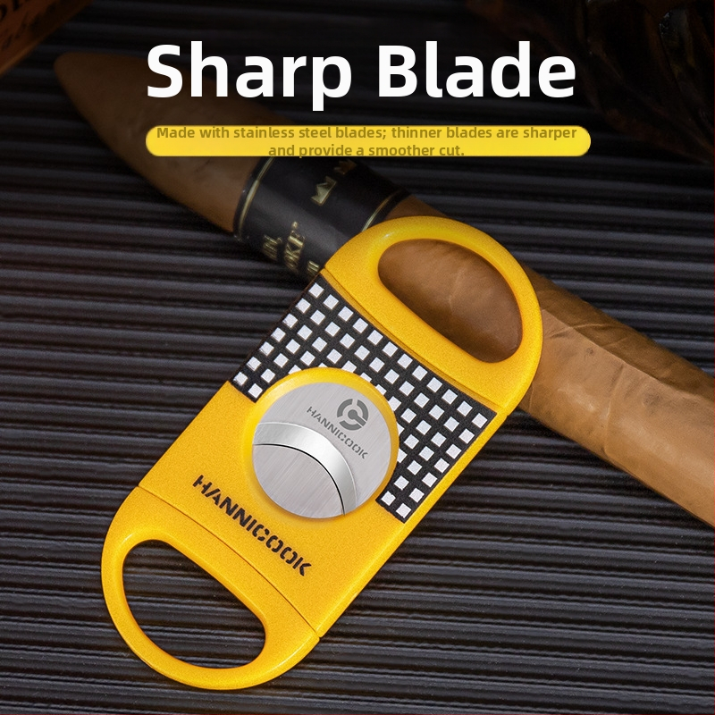 HANNICOOK Cigarų įrankių rinkinys: nerūdijančio plieno V formos pjovimas, plokščios cigarų žnyplės, cigarų grąžtas, pelenų indas