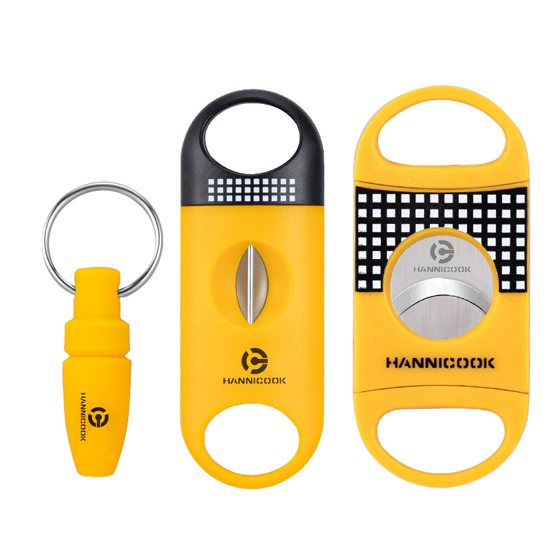 HANNICOOK Cigarešu instrumentu komplekts: nerūsējošā tērauda V formas griezējs, plakanais griezējs cigārām, cigarešu urbjmašīna, pelnu trauks