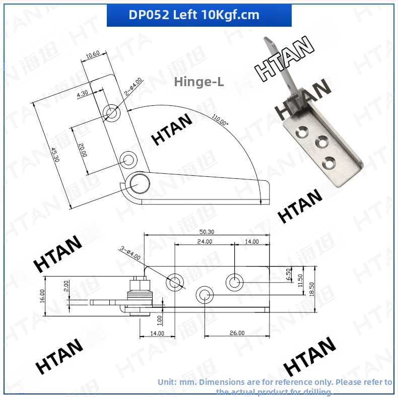 Csillapító csuklópánt állítható nyomatékkal és tetszőleges leállással, rozsdamentes acélból