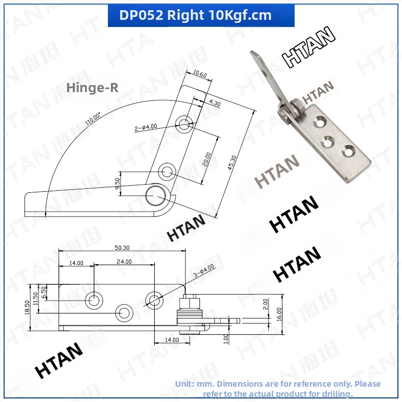 Csillapító csuklópánt állítható nyomatékkal és tetszőleges leállással, rozsdamentes acélból