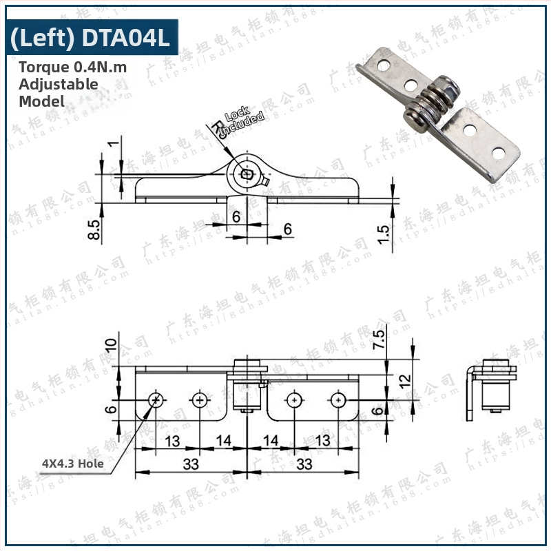 Csillapító csuklópánt állítható nyomatékkal és tetszőleges leállással, rozsdamentes acélból