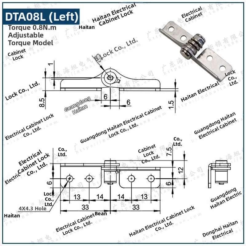Csillapító csuklópánt állítható nyomatékkal és tetszőleges leállással, rozsdamentes acélból