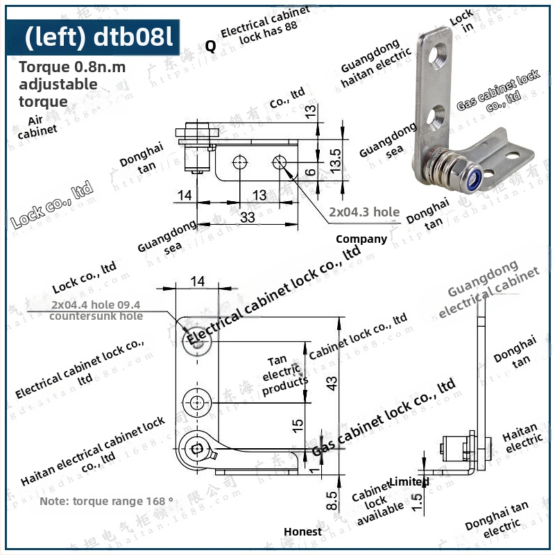 Csillapító csuklópánt állítható nyomatékkal és tetszőleges leállással, rozsdamentes acélból