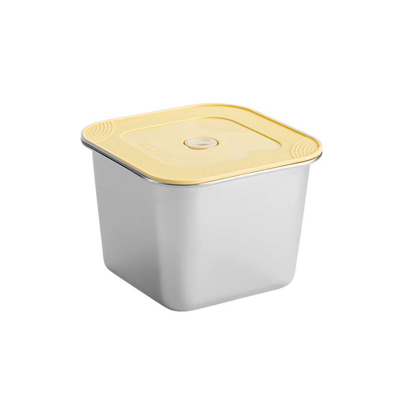 Kutija za čuvanje svježine od 201 nehrđajućeg čelika, kvadratna, s poklopcem, za voće i deserte, porcionirano i sigurno zatvaranje, mikrovalna kompatibilna, kapacitet ispod 300 ml