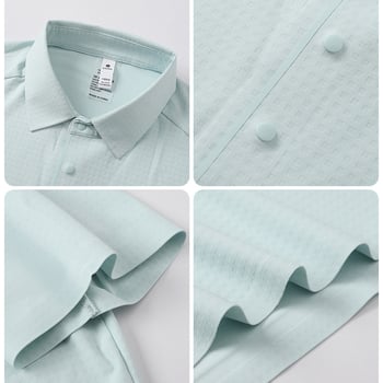 Ljetna poslovna polo majica – brzo sušeća, najlon mješavina, slim fit, stojeći ovratnik s detaljem koláže